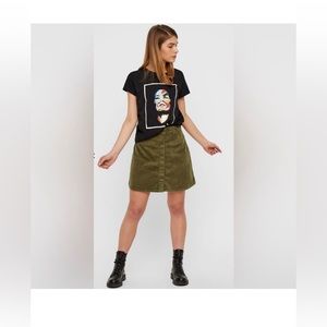 noisy may olive green corduroy skirt